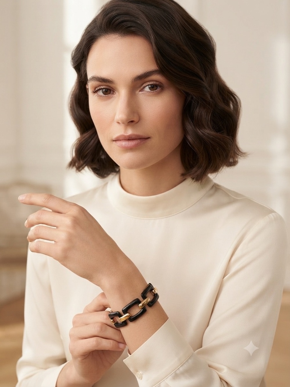 Macy's Black and Gold Link Bracelet